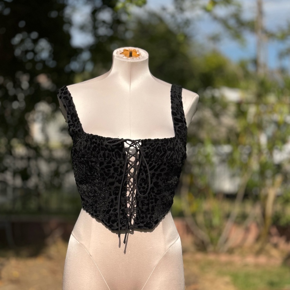Nasty Gal Velvet Corset Top Size8